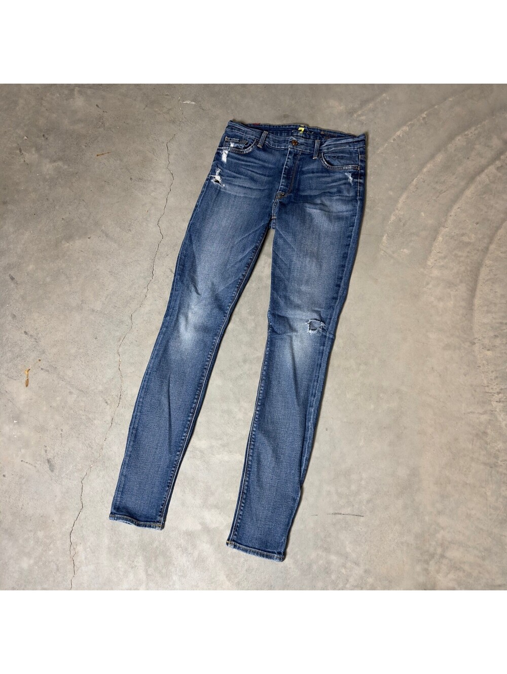 7 For All Mankind High Waist Skinny Jeans Womens 28 Blue